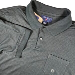 Saddlebred Mens Black Classic Fit Textured Polo Shirt Size Large Golf Athleisure